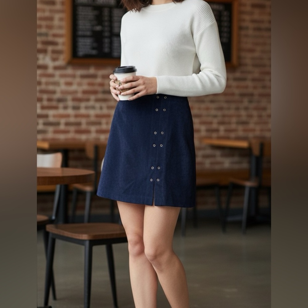 💙 Isisport Blue Faux Velvet Mini Skirt Women's Size 12